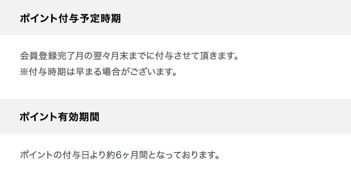 ポイント付与予定時期 ポイント有効期間